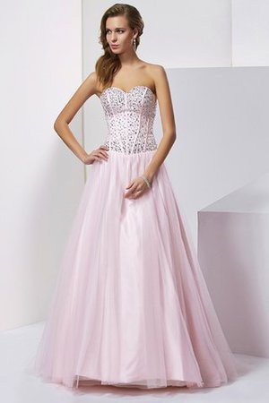 Robe de quinceanera naturel de col en cœur en satin avec lacets jusqu'au sol - Photo 1