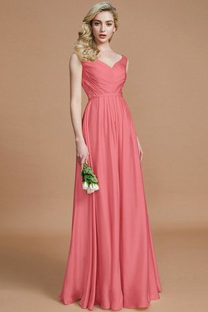 Robe demoiselle d'honneur naturel v encolure de princesse avec sans manches ruché - Photo 34