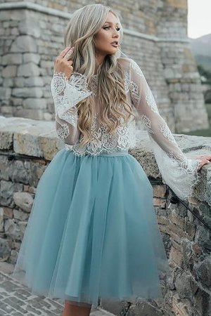 Abito Homecoming Naturale in Tulle A-Line Principessa con Maniche Lunghe - Foto 1