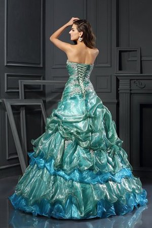 Robe de quinceanera officiel de col en cœur manche nulle appliques de mode de bal - Photo 2