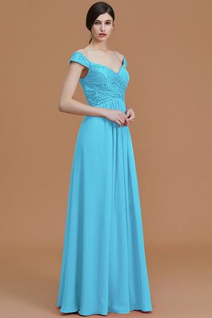 Robe demoiselle d'honneur naturel en chiffon de princesse de col en v a-ligne - Photo 9