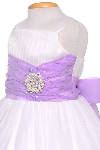 Robe de cortège enfant manche nulle ruché a-ligne avec perle - Photo 2