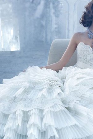 Abito da Sposa A-Line Senza Maniche in Organza Bassa con Nastro in Pizzo - Foto 1