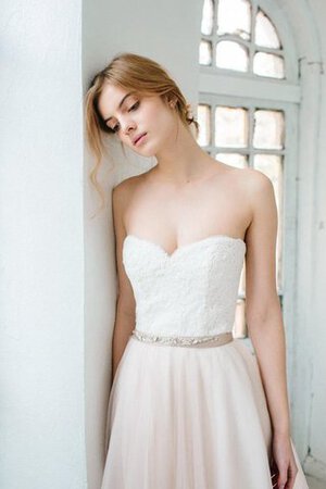 Robe de mariée delicat avec ruban avec lacets avec perle a-ligne - Photo 4