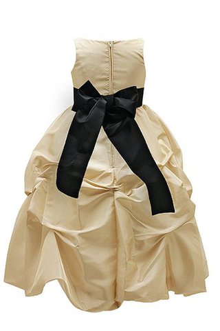 Abito da Cerimonia Bambini Impero A-Line con Fiore in Taffeta Ball Gown Senza Maniche - Foto 2