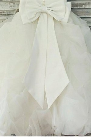 Abito da Cerimonia Bambini A Terra con Fiore Ball Gown Senza Maniche in Organza - Foto 3