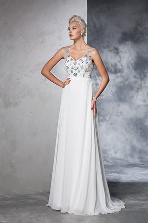 Robe de mariée luxueux avec sans manches v encolure de traîne courte en chiffon - Photo 7