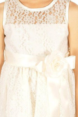 Empire Taille A-Linie Spitze wadenlanges Blumenmädchenkleid mit Reißverschluss mit Blume - Bild 3