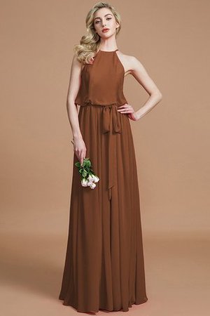 Robe demoiselle d'honneur naturel jusqu'au sol avec chiffon de dos nu avec ruban - Photo 9