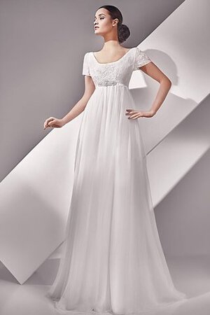 Perlenbesetztes Strand Chiffon klassisches konservatives bodenlanges Brautkleid - Bild 1