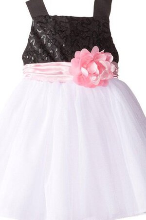 Abito da Cerimonia Bambini mini con Fiore A-Line alta vita Quadrato in Tulle - Foto 1