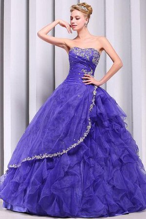 Trägerlos bodenlanges Quinceanera Kleid mit Rüschen mit Rücken Schnürung - Bild 3