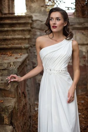 Robe de mariée décontracté avec sans manches ruché au bord de la mer d'épaule asymétrique - Photo 2