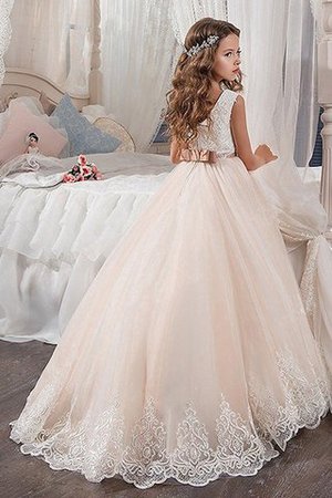 Robe de cortège enfant naturel en tulle avec fleurs col ras du cou de mode de bal - Photo 2