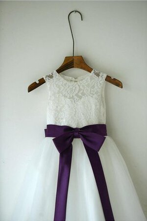 Abito da Cerimonia Bambini in pizzo con Piega Alla Caviglia in Tulle con Increspature A-Line - Foto 2