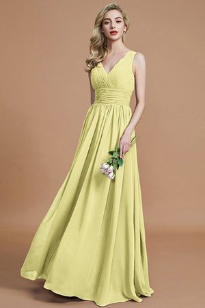 Chiffon Prinzessin V-Ausschnitt Ärmellos Bodenlanges Brautjungfernkleid - Bild 13