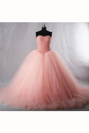 Geschichtes Perlenbesetztes Tüll Organza wadenlanges Quinceanera Kleid mit Rücken Schnürung - Bild 1