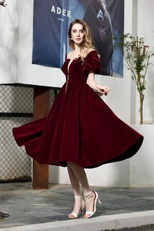 Robe de bal avec manche courte ruchés longs salle interne accrocheur simple - Photo 5