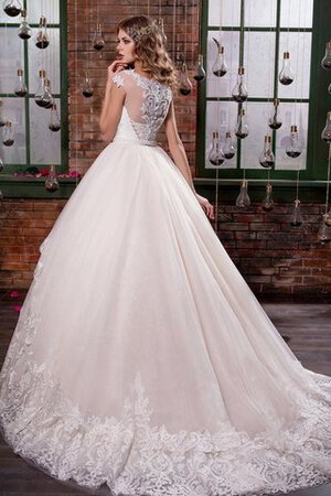 Abito da Sposa con Manica Corte con Bottone con Applique Lungo con Seghettato favola - Foto 3