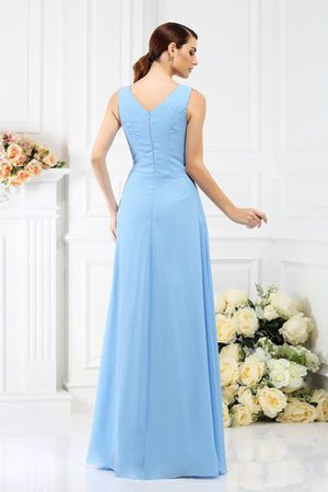 Robe demoiselle d'honneur longue de fourreau en chiffon avec perle v encolure - Photo 30