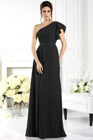 Robe demoiselle d'honneur longue a-ligne de lotus en chiffon avec sans manches - Photo 2