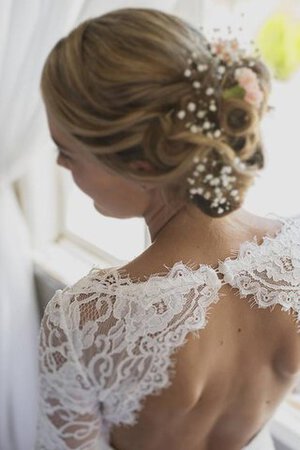 Vestido de Novia de Corte Sirena de La mitad de manga de Escote redondo - Foto 6