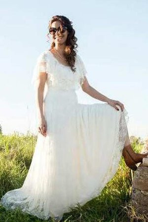 Moderno Vestido de Novia de Corte-A en Encaje de Escote redondo - Foto 4