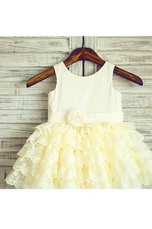 Robe de cortège enfant naturel avec gradins avec fleurs de mode de bal manche nulle - Photo 4