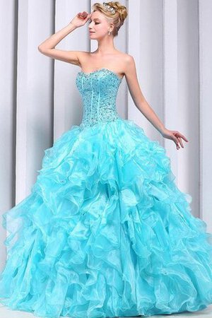 Abito dal Dolce Sedici Allacciato Senza Maniche Naturale Ball Gown con Increspature A Terra - Foto 3