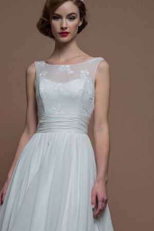 Robe de mariée avec sans manches avec zip a-ligne col en bateau en dentelle - Photo 4