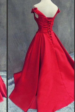 A Linie Ärmelloses Satin bodenlanges Ballkleid mit Bordüre mit Schmetterlingsknoten - Bild 2