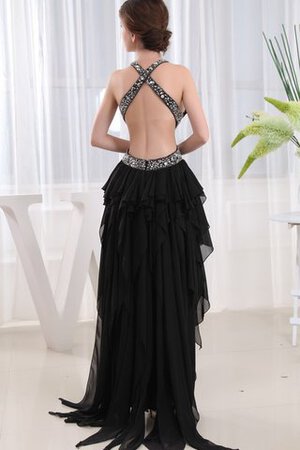 Perlenbesetztes hoch niedrig gerüschtes sexy Abendkleid mit Schlüsselloch Rücken - Bild 8
