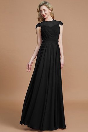 Normale Taille A-Linie Chiffon Kurze Ärmeln Brautjungfernkleid mit Schaufel Ausschnitt - Bild 7