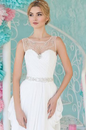 Abito da Sposa Naturale A Terra con Criss-cross a riva Formale E Informale con Perline - Foto 3