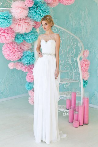 Abito da Sposa Naturale A Terra con Criss-cross a riva Formale E Informale con Perline - Foto 1