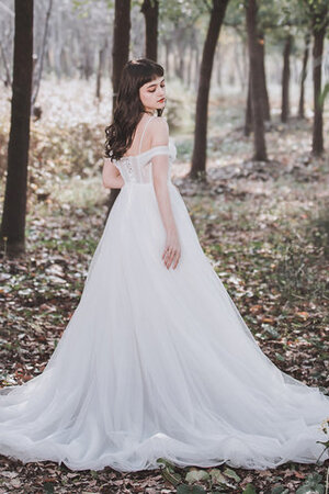 Abito da sposa a-line bellissimo a sala naturale spazzola treno elegante - Foto 3