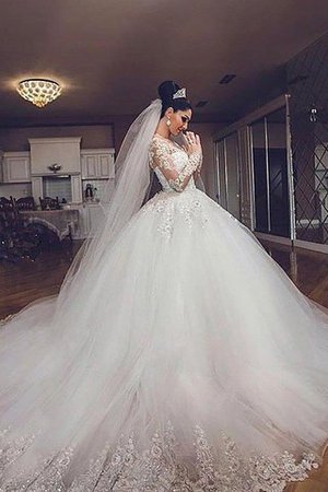 Abito da Sposa Coda A Strascico Corto in Tulle Elegante Vintage Ball Gown - Foto 2