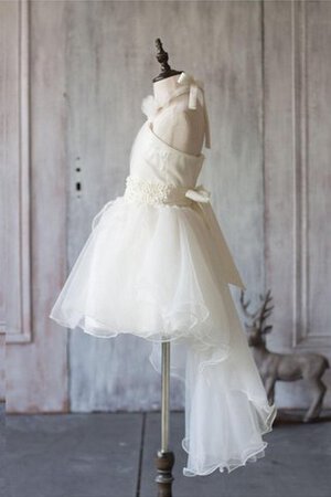 Abito da Cerimonia Bambini Senza Maniche con Nastro Corto in Organza A-Line con Perline - Foto 3