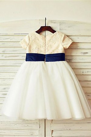 Robe de cortège enfant naturel en tulle avec nœud à boucle avec zip a-ligne - Photo 2