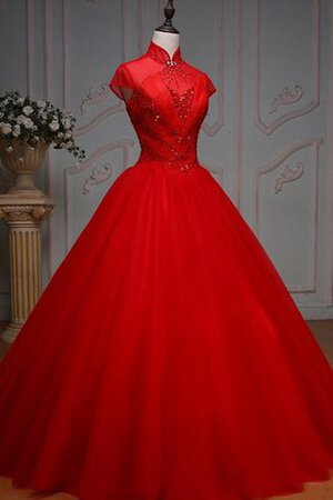 Abito Quinceanera Ball Gown Cappellino Allacciato in Pizzo con Perline con Applique - Foto 3