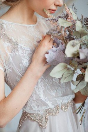 Robe de mariée nature jusqu'au sol avec chiffon avec perle trou de serrure - Photo 5