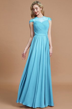 Normale Taille A-Linie Chiffon Kurze Ärmeln Brautjungfernkleid mit Schaufel Ausschnitt - Bild 8