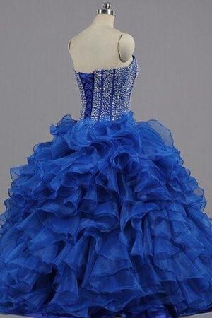 Ärmelloses normale Taille Organza Perlenbesetztes langes Quinceanera Kleid mit Bordüre - Bild 3