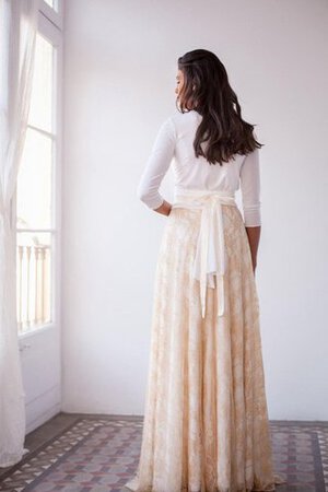 Robe de mariée classique croisade jusqu'au sol ceinture en étoffe avec perle - Photo 5