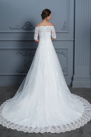 Robe de mariée d'epaule ajourée frappant en 1/2 manche balancement romantique - Photo 2