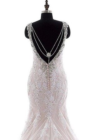 Robe de mariée avec perle appliques bandouliere spaghetti de col en v de sirène - Photo 5