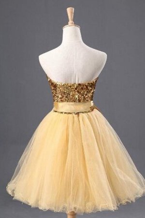 Robe fête de la rentrée naturel brillant en satin textile en tulle de col en cœur - Photo 2