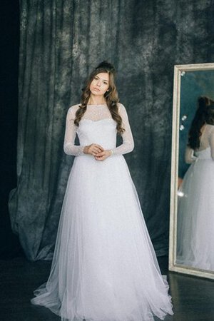 A-Linie Tüll romantisches konservatives Brautkleid mit Plissierungen mit Gürtel - Bild 1