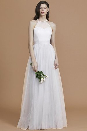 Nackenband Prinzessin Bodenlanges Brautjungfernkleid ohne Ärmeln mit Rüschen - Bild 35