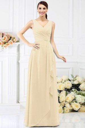 Robe demoiselle d'honneur longue de fourreau en chiffon avec perle v encolure - Photo 6